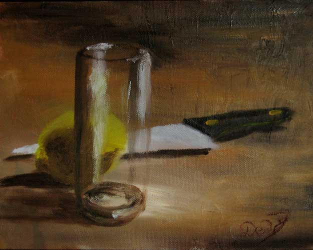 Glass and lemon